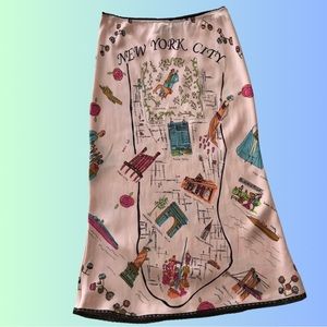 Vintage Silk Tibi New York Map Skirt